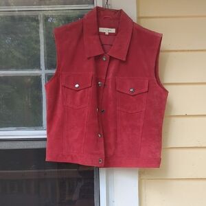 Orange Suede Button-Up Vest Size Medium